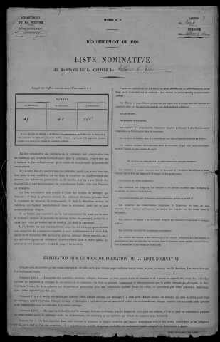 Villiers-le-Sec : recensement de 1906