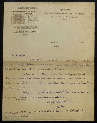 PASSERIEU (Jean-Bernard), dit Jean-Bernard, publiciste (1858-1936) : 18 lettres, 1 carte postale illustrée.