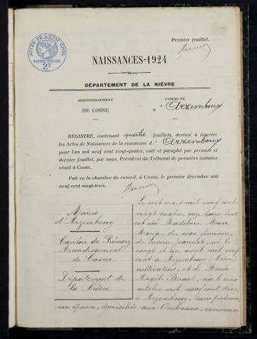 Arzembouy : actes d'état civil.