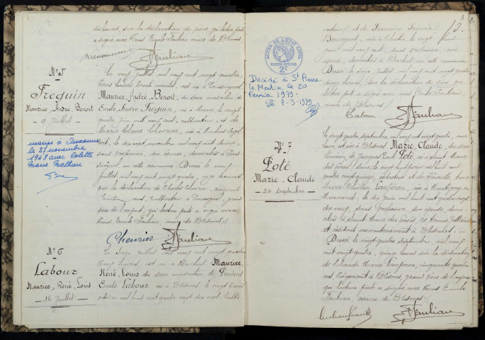 Blismes : actes d'état civil.