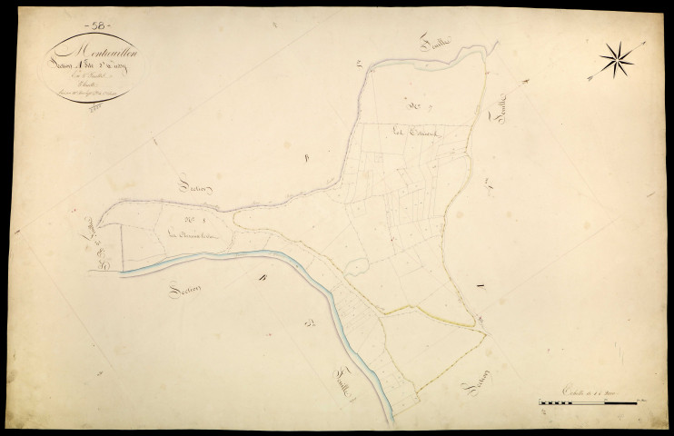 Montreuillon, cadastre ancien : plan parcellaire de la section A dite d'Oussy, feuille 5
