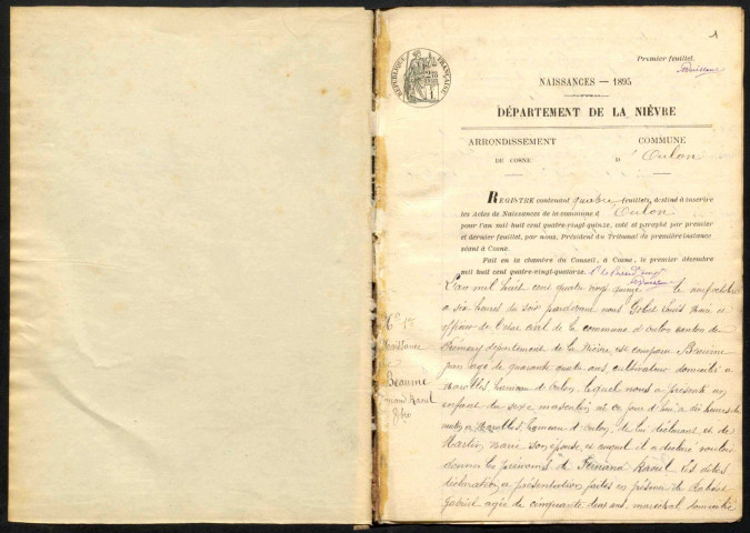 Oulon : actes d'état civil.