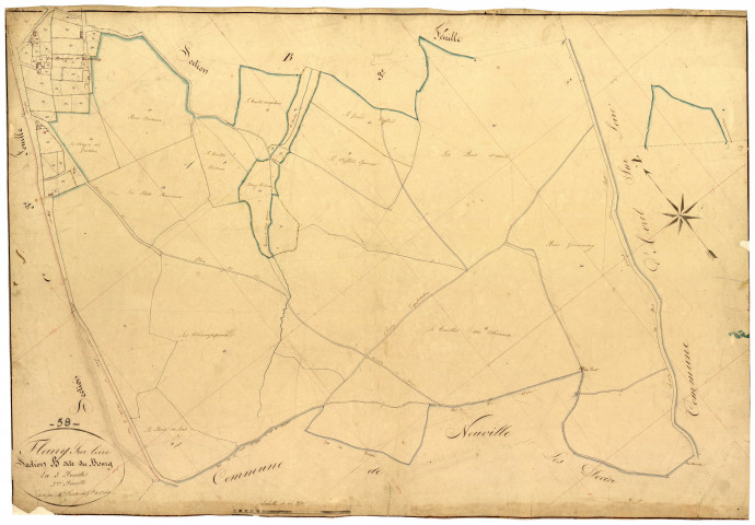 Fleury-sur-Loire, cadastre ancien : plan parcellaire de la section B dite du Bourg, feuille 3