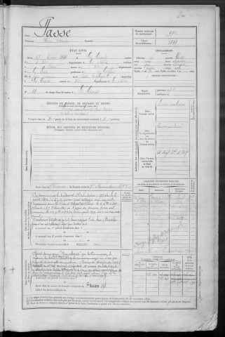 Bureau de Cosne, classe 1888 : fiches matricules n° 992 à 1491