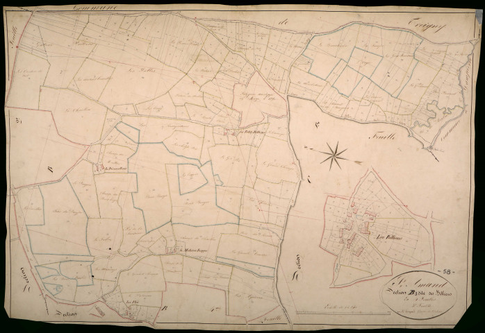 Saint-Amand-en-Puisaye, cadastre ancien : plan parcellaire de la section B dite des Billiens, feuille 3