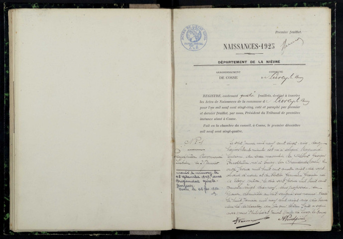 Lurcy-le-Bourg : actes d'état civil.