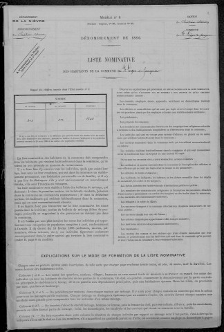Saint-Léger-de-Fougeret : recensement de 1896