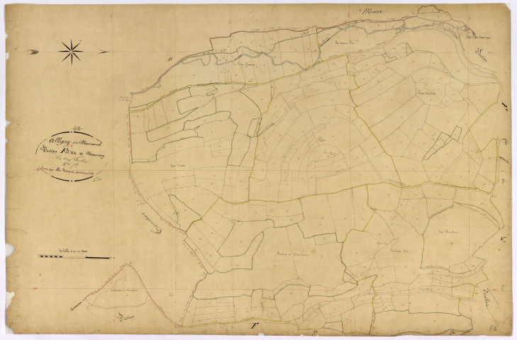 Alligny-en-Morvan, cadastre ancien : plan parcellaire de la section F dite de Marnay, feuille 2