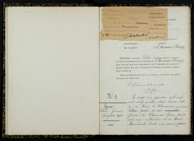 Chevannes-Changy : actes d'état civil.