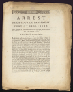 Arrest de la Cour du Parlement portant règlement qui juge que la Prévôté de Sancoins est régie par la Coutume de Bourbonnois. Du 19 Mars 1782