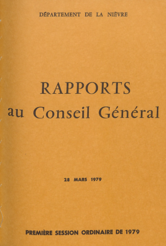 Session du Conseil général des 28-29 mars 1979 : rapports du préfet (n° 1-39), table des matières (p. 1-3)