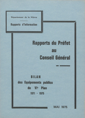 Session du Conseil général des 27-28 mai 1975 : rapports du préfet (n° 1-71)