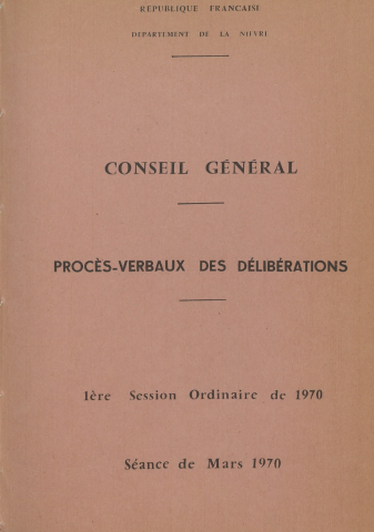 Session du Conseil général du 18 mars 1970 : procès-verbaux des délibérations (p. 1-52), table des matières (3 p.)