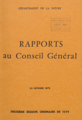 Session du Conseil général des 23-24 octobre 1979 : rapports du préfet (n° 1-66), table des matières (5 p.)