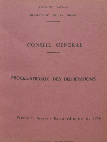 Session du Conseil général des 10-11 janvier 1967 : procès-verbaux des délibérations (p. 1-235), table des matières (p. 1-9)
