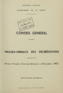 Session du Conseil général du 11 octobre 1975 : procès-verbaux des délibérations (p. 1-61), table des matières (4 p.)