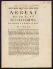 Arrest de la Cour de Parlement, pour l'execution de la Fondation de Nevers du 10 May 1730