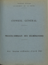 Session du Conseil général du 29 avril 1969 : procès-verbaux des délibérations (p. 1-15), table des matières (p. 1)