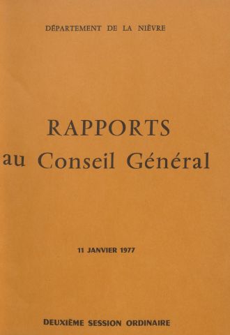Session du Conseil général des 11-12 janvier 1977 : rapports du préfet (n° 1-99), table des matières (p. 1-5)