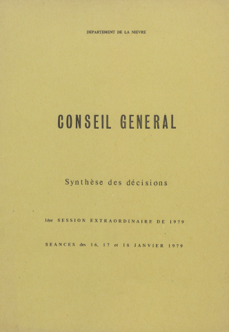 Session du Conseil général des 16-18 janvier 1979 : synthèse des décisions