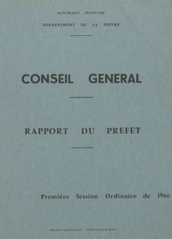 Session du Conseil général des 3-4 mai 1966 : rapports du préfet (n° 1-84), table des matières (p. 1-7)