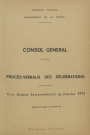 Session du Conseil général des 21-22 janvier 1975 : procès-verbaux des délibérations (p. 1-129), table des matières (11 p.)