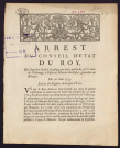 Arrest du Conseil d'État du Roy, qui supprime le droit de péage par terre, prétendu par le Sieur de Vielbourg, à Cosne ou Miennes-lès-Cosne, généralité de Bourges