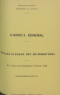 Session du Conseil général du 25 avril 1978 : procès-verbaux des délibérations (p. 1-107), table des matières (8 p.), index
