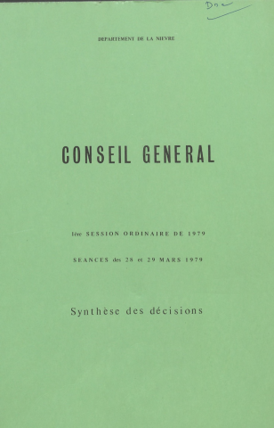 Session du Conseil général des 28-29 mars 1979 : synthèse des décisions