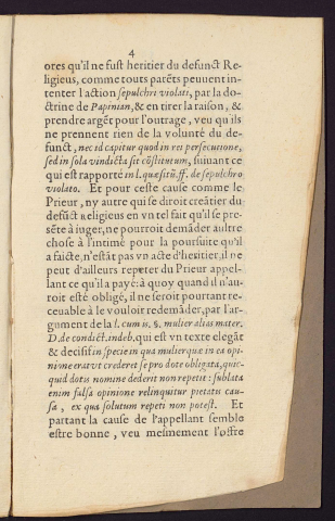 Arrest donné en l'audience de la grand Chambre, le jeudy 22 novembre, 1601. Sur la question qui estoit entre le frère d'une religieuse homicidé pretendant restitution contre le prieur, des fraiz par luy faicts pour reparation de l'homicide du défunct