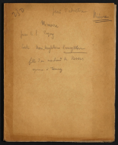 Mémoire pour le Sieur Pagny, ancien Maître de Physique de la Reine, & Démonstrateur en l'Université de Paris. Contre Marie-Magdelaine Bourgillon, son épouse, accusée d'adultère