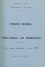 Session du Conseil général du 19 avril 1977 : procès-verbaux des délibérations (p. 1-72), table des matières (6 p.), index