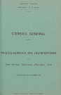 Session du Conseil général des 23-24 octobre 1979 : procès-verbaux des délibérations (p. 1-147), table des matières (8 p.), index