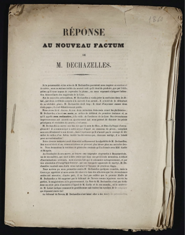 Réponse au nouveau factum de M. Dechazelles